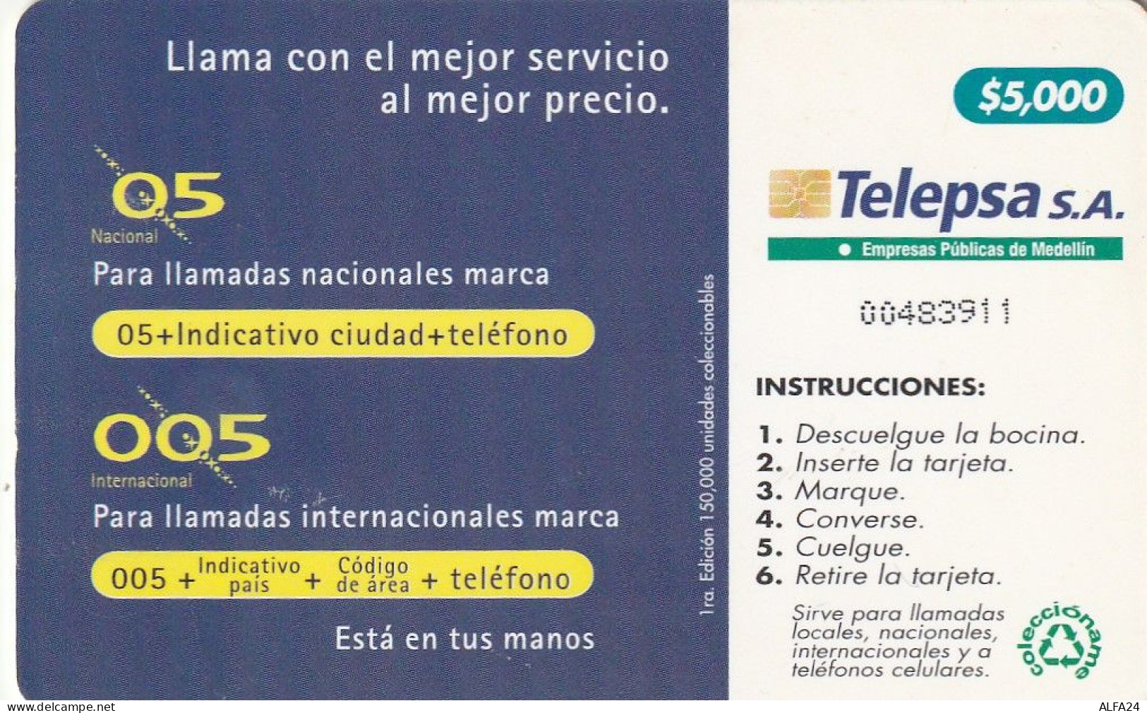 PHONE CARD COLOMBIA  (E55.18.7 - Kolumbien