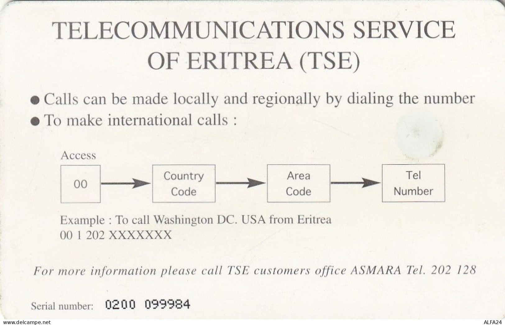 PHONE CARD ERITREA  (E55.18.5 - Erythrée