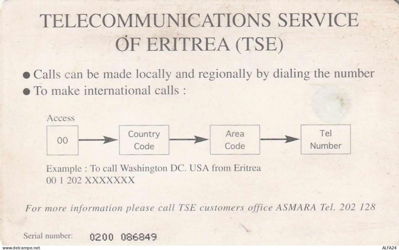 PHONE CARD ERITREA  (E55.17.8 - Erythrée