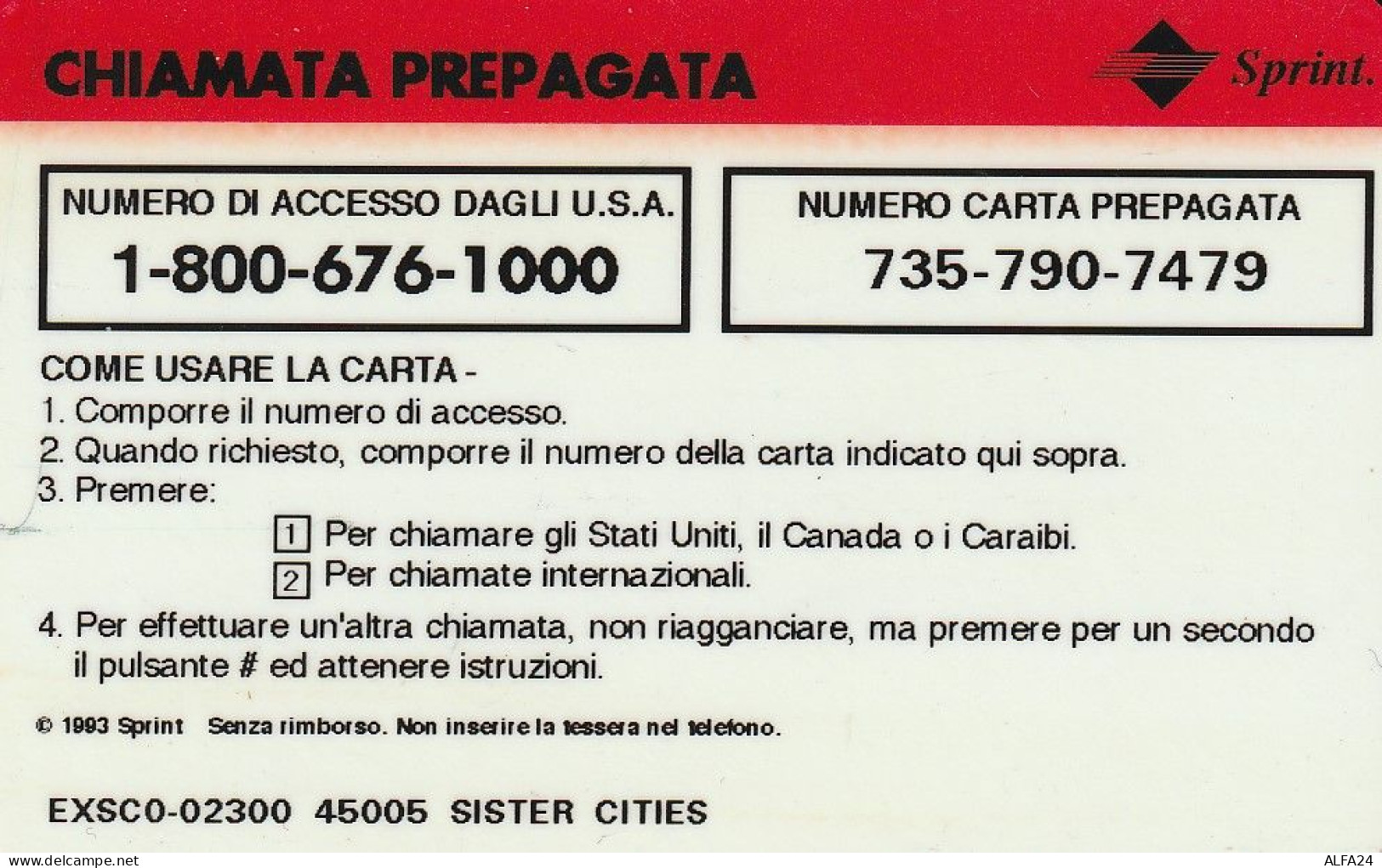PREPAID PHONE CARD STATI UNITI SPRINT (E53.19.8 - Sprint
