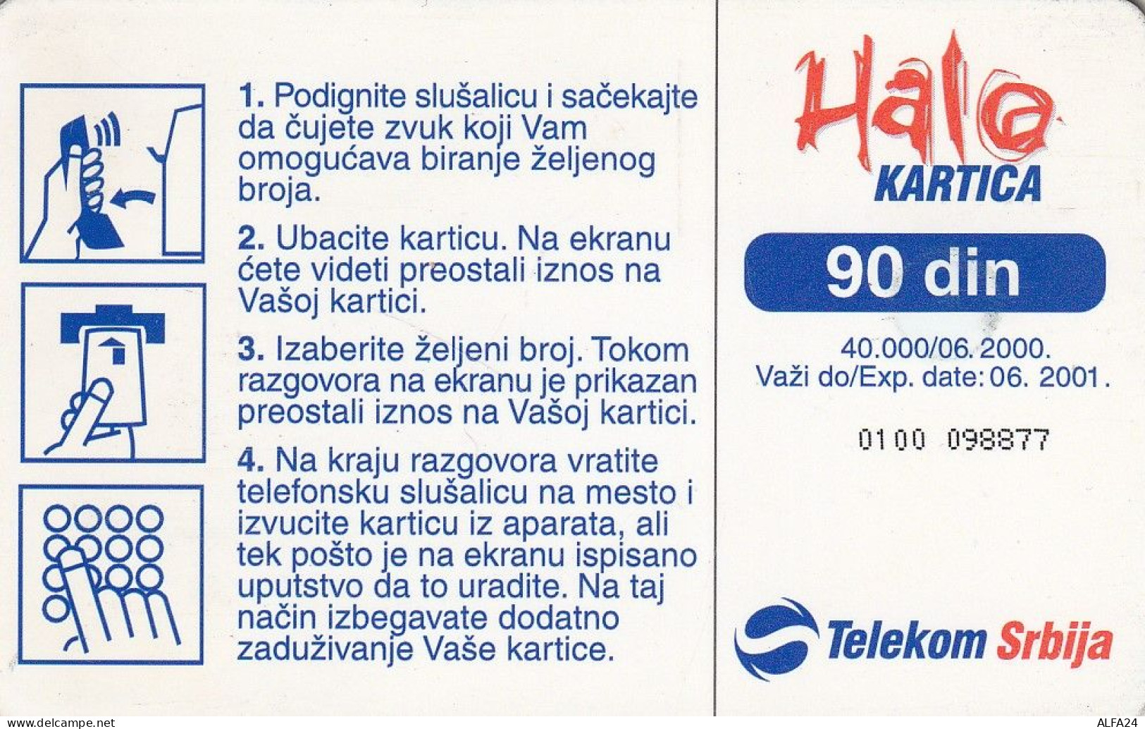 PHONE CARD SERBIA  (E52.19.1 - Jugoslawien