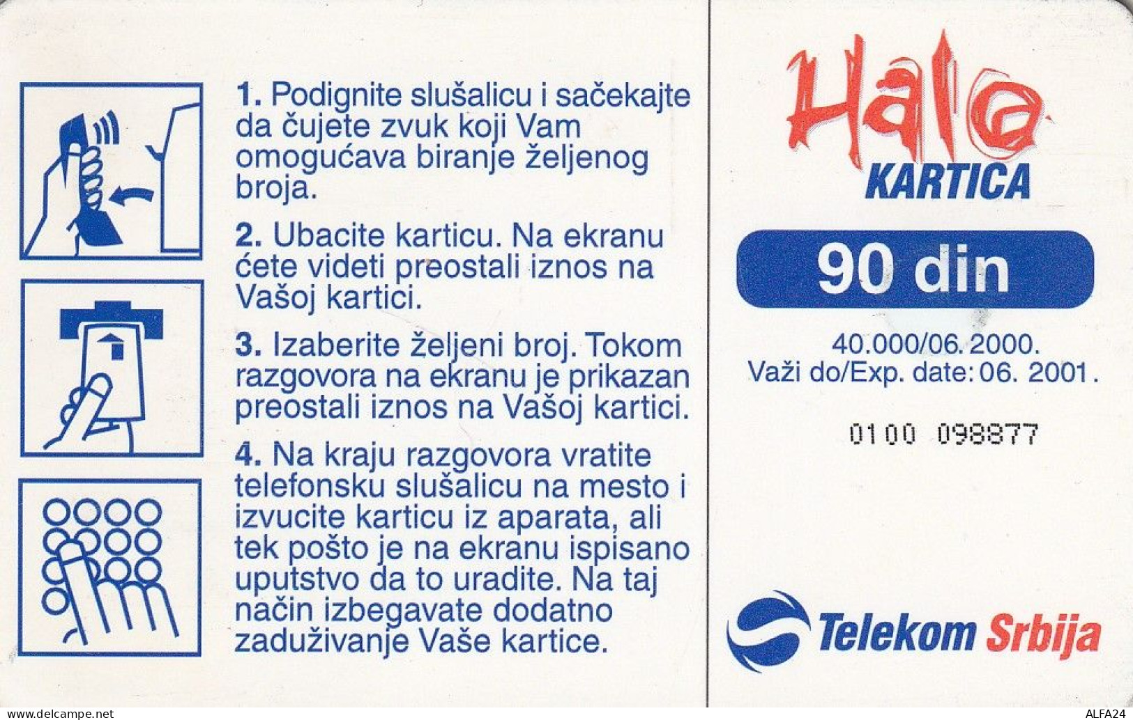 PHONE CARD SERBIA  (E52.19.1 - Yugoslavia