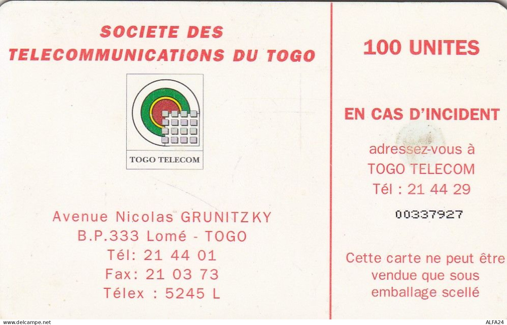 PHONE CARD TOGO  (E51.17.3 - Togo