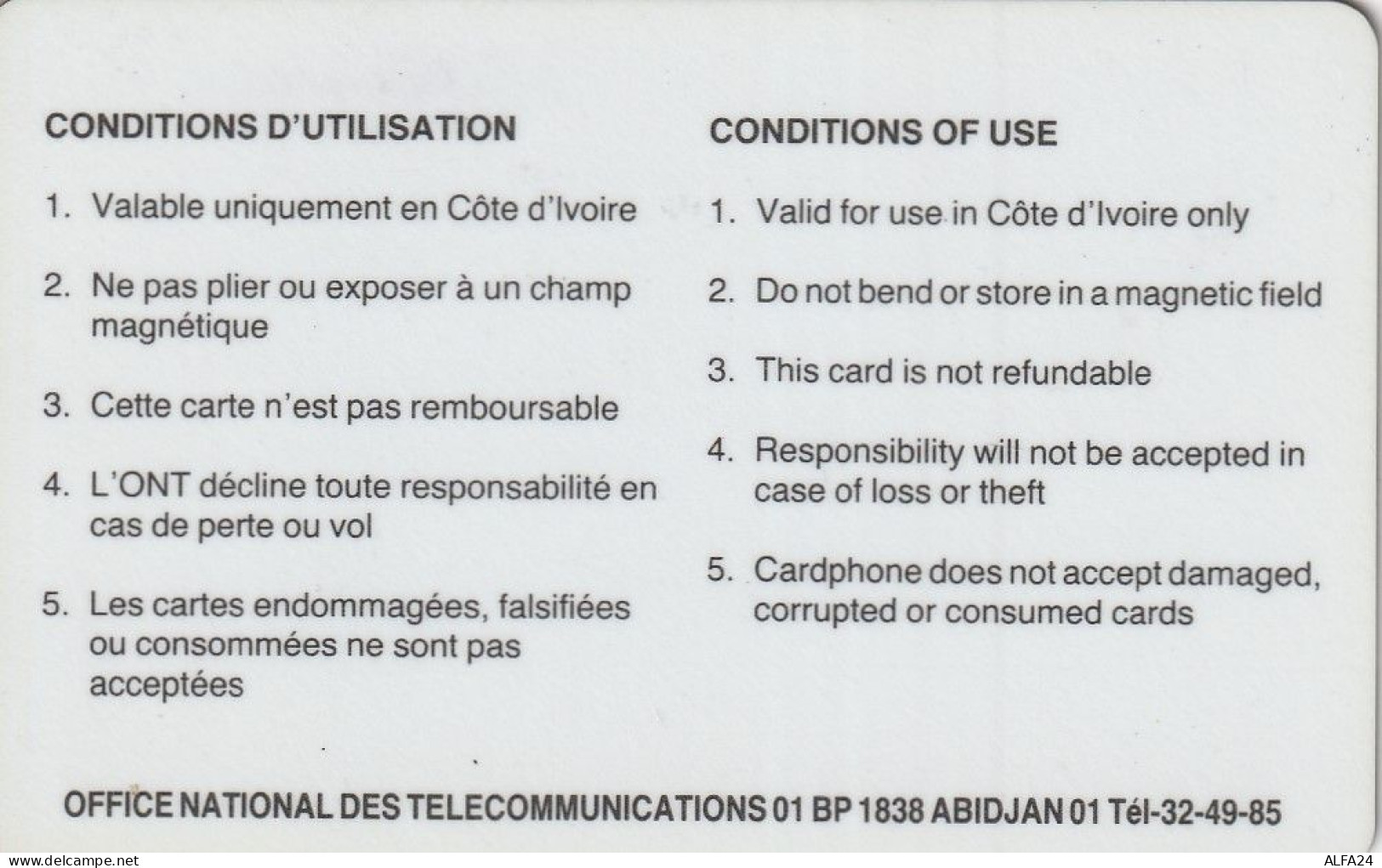 PHONE CARD COSTA D'AVORIO  (E49.45.3 - Ivoorkust