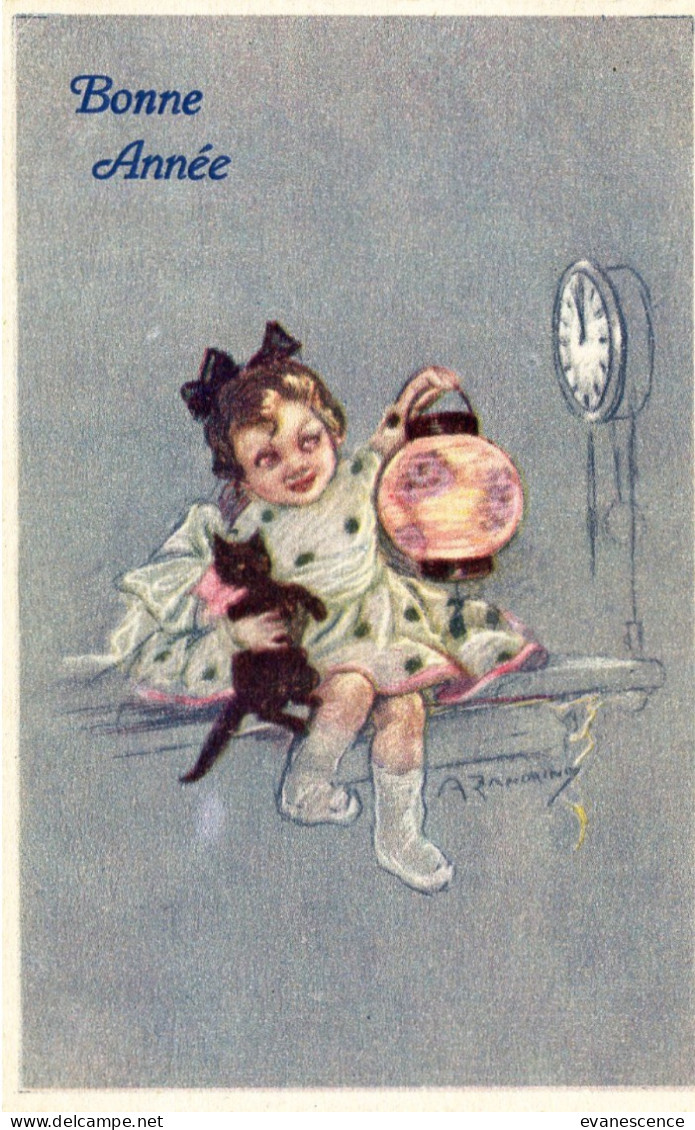 Illustrateur Zandrino ; Petite Fille Et Chat   ///   Ref.  Mars 24 :  N° 29.583 - Zandrino