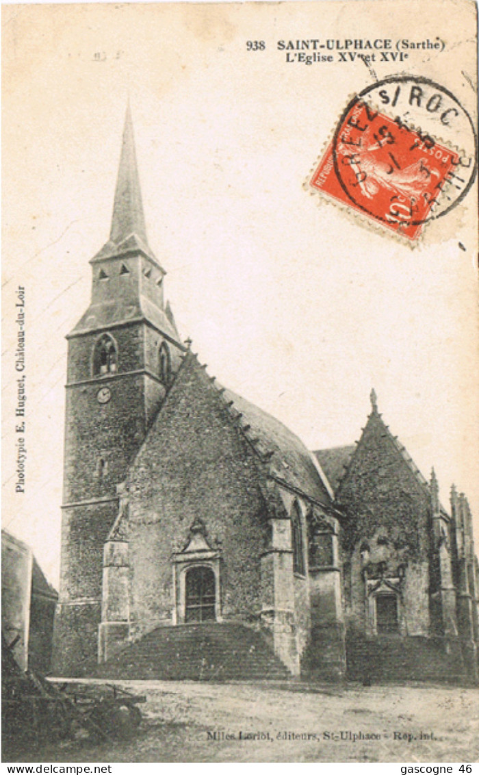 72-027 Saint-Ulphace (Sarthe) - L'Eglise XVe Et XVIe Phototypie E.Huguet - Château-du-Loir N°938 - Otros & Sin Clasificación