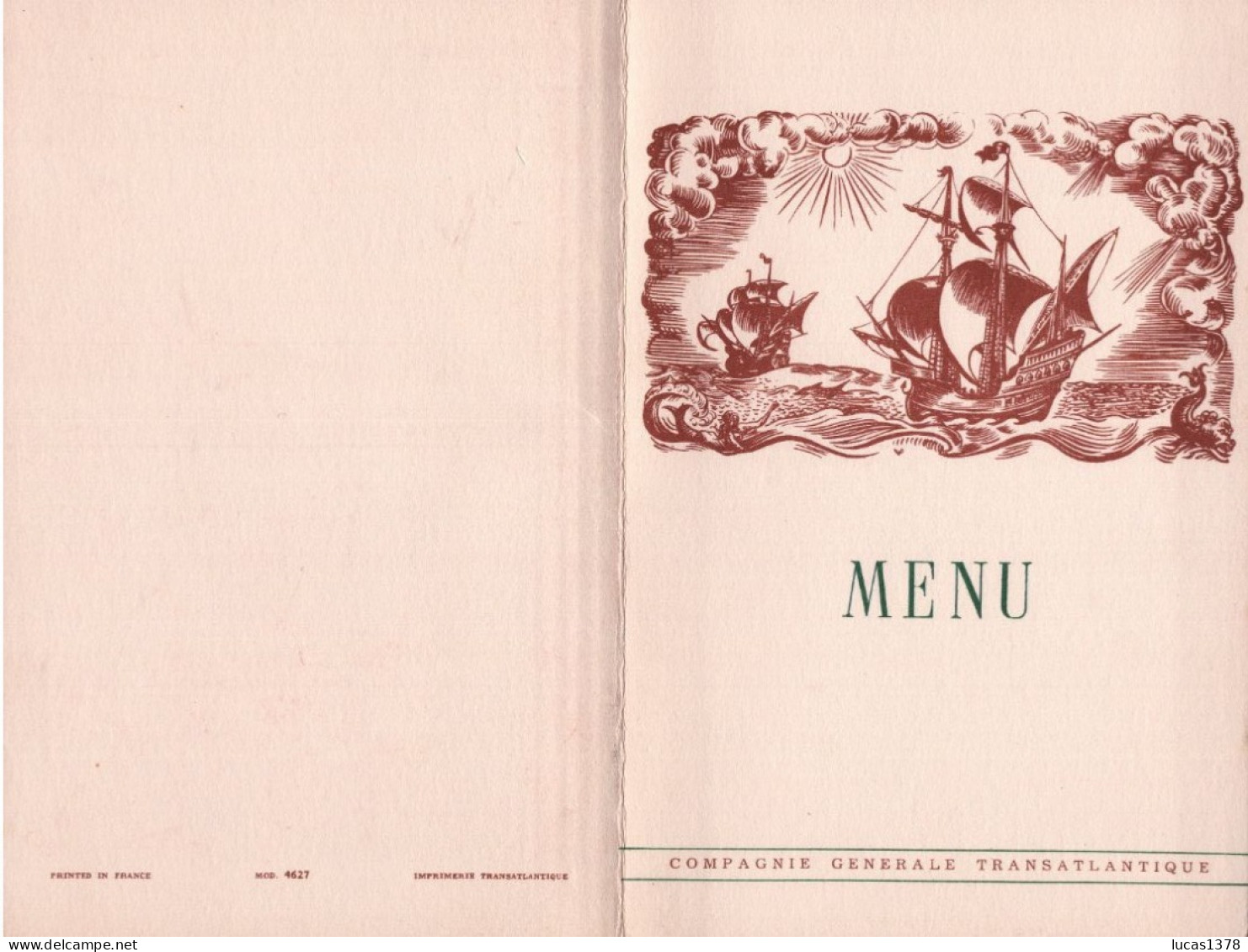 MENU PAQUEBOT ILE DE FRANCE 30  AVRIL 1955 - Menükarten