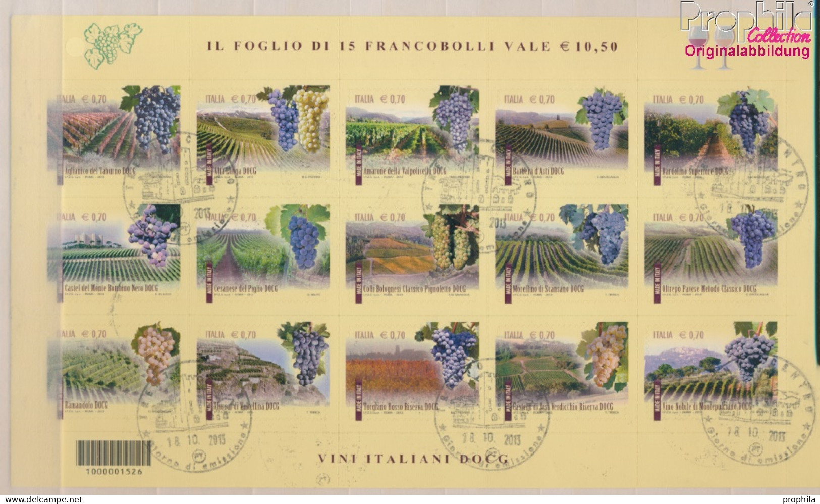 Italien 3628-3642 Folienblatt (kompl.Ausg.) Gestempelt 2013 Wein (10368090 - 2011-20: Usados