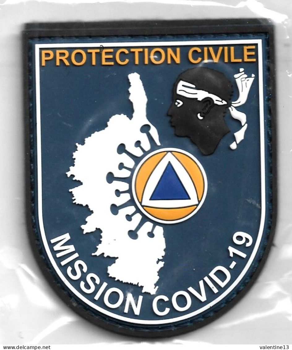 Ecusson PVC PROTECTION CIVILE MISSION COVID 19 CORSE - Firemen
