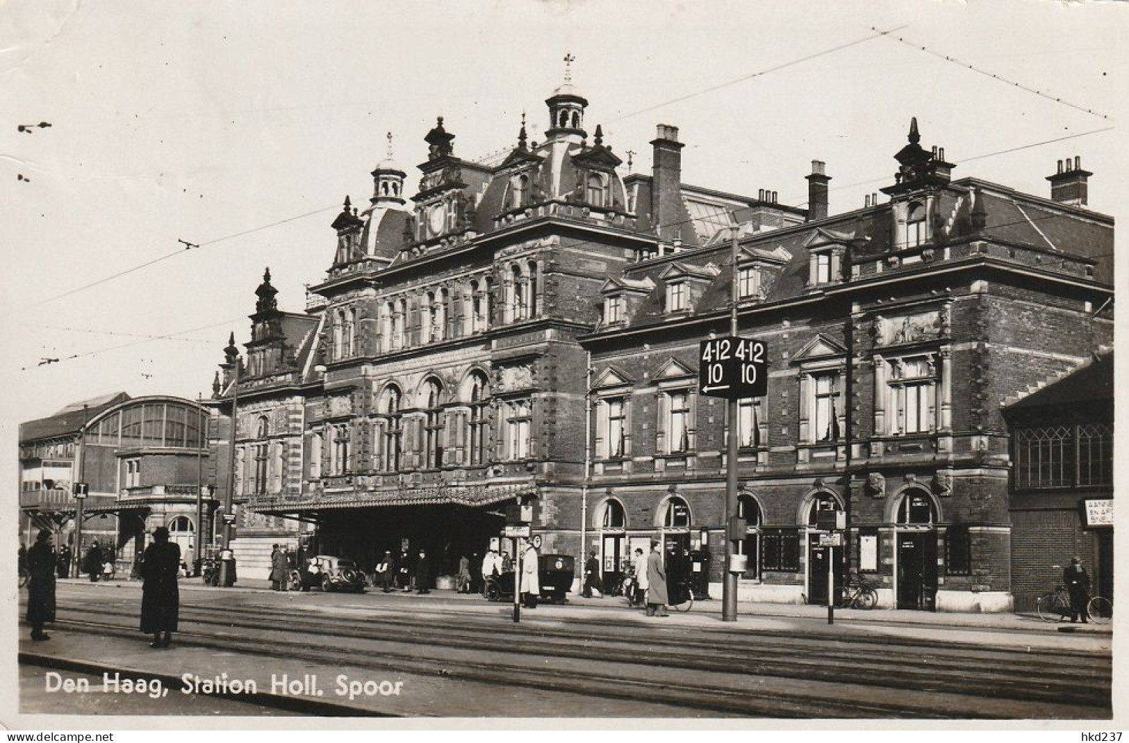 Den Haag Station Holl. Spoor Oude Auto's Levendig # 1938   4343 - Den Haag ('s-Gravenhage)