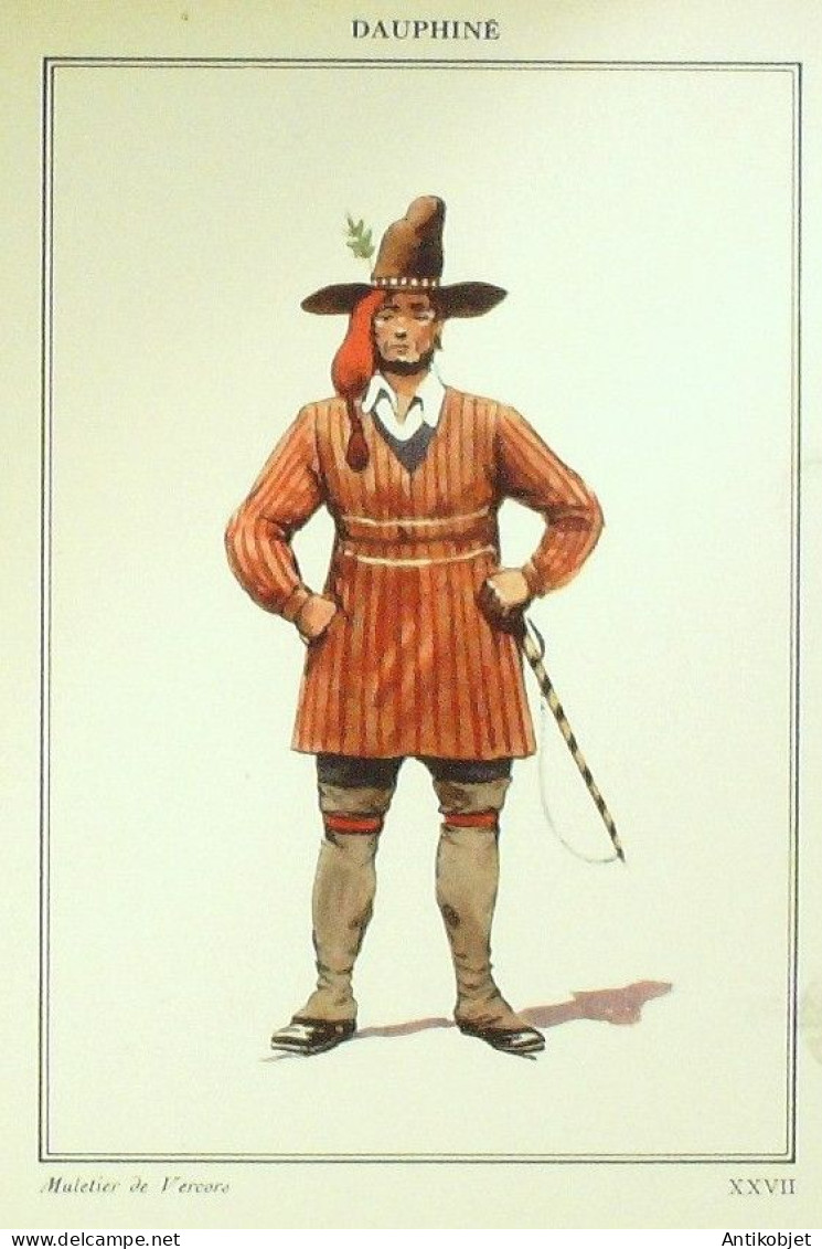 Costume Dauphiné Vercors (38) Muletier Signé Illustré Par P.A Leroux XXème - Berühmtheiten