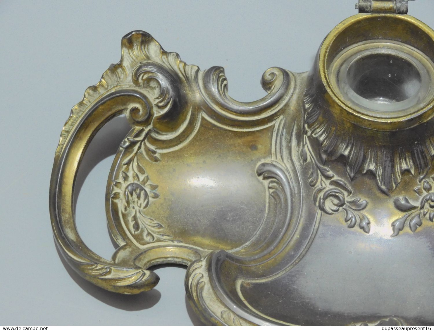 -ENCRIER ANCIEN REGULE Doré ORFEVRERIE DILECTA FABRICATION Française    E - Inkwells