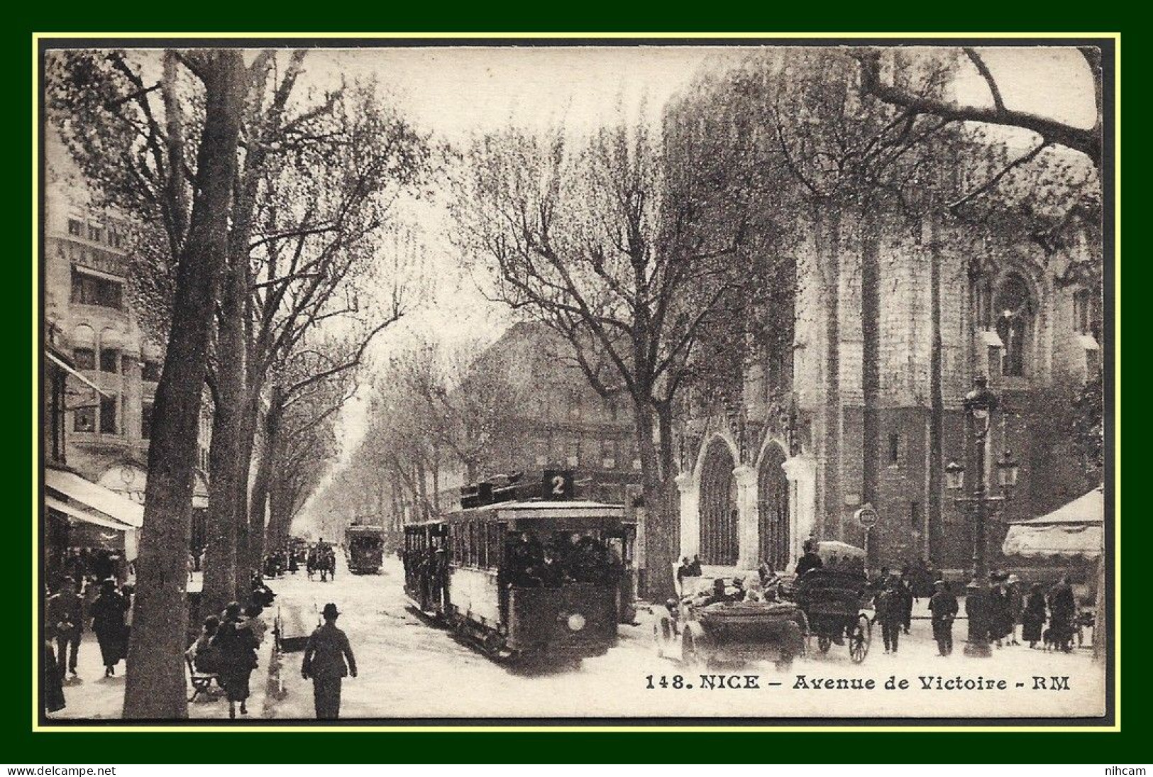 CPA 06 NICE Avenue De La Victoire, Tramway Attelage, Tacot Voy. 1929 (Bon Plan, Vue Pas Com.) BE - Ferrocarril - Estación