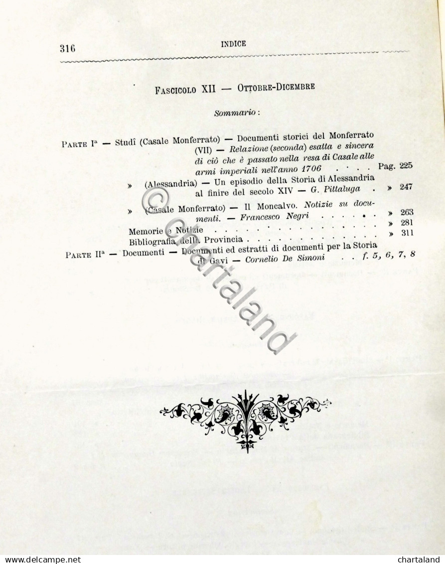 Rivista Di Storia Arte Archeologia Prov. Di Alessandria - Anno IV Completo 1895 - Other & Unclassified