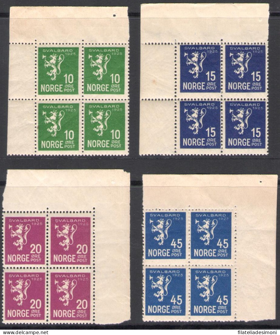 1925 NORVEGIA, N. 108/111 Stemmi, Blocco Di Quattro, MNH** - Other & Unclassified