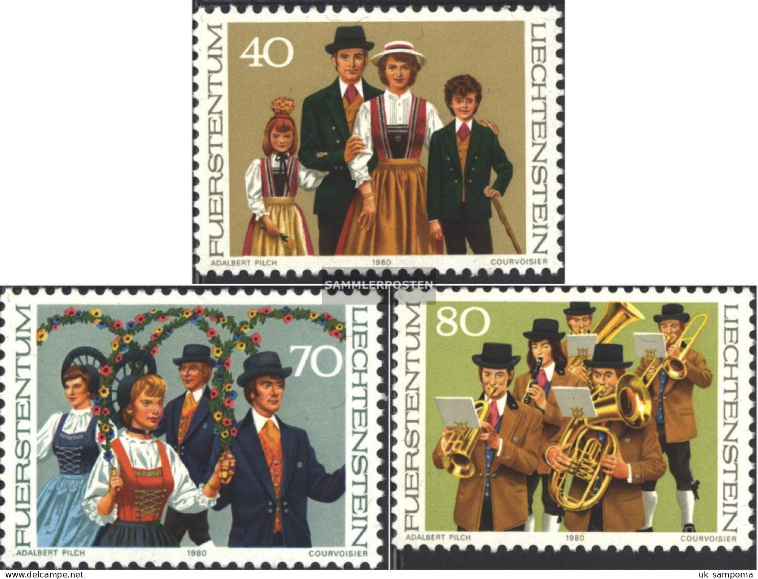 Liechtenstein 754-756 (complete Issue) Unmounted Mint / Never Hinged 1980 Costumes - Ungebraucht