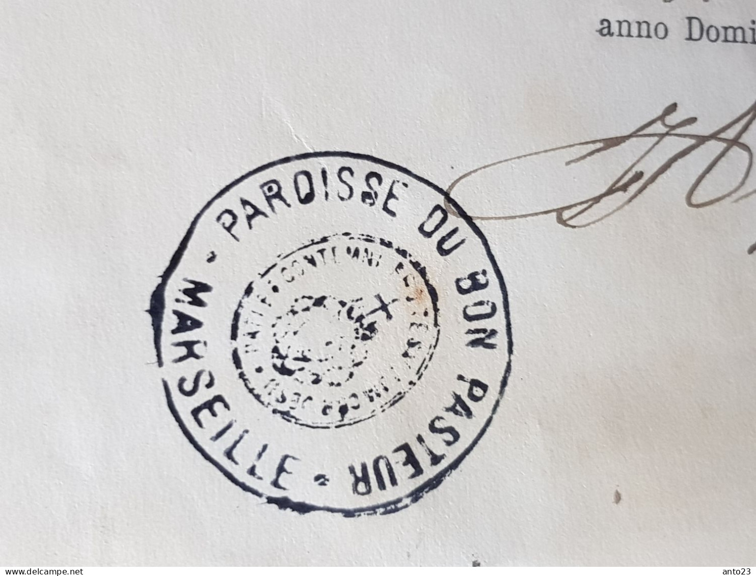 Document établit Par La Paroisse Bon Pasteur A Marseille Pour Le Batêmes D Un Enfant Réalisé En 1899 - Religión & Esoterismo