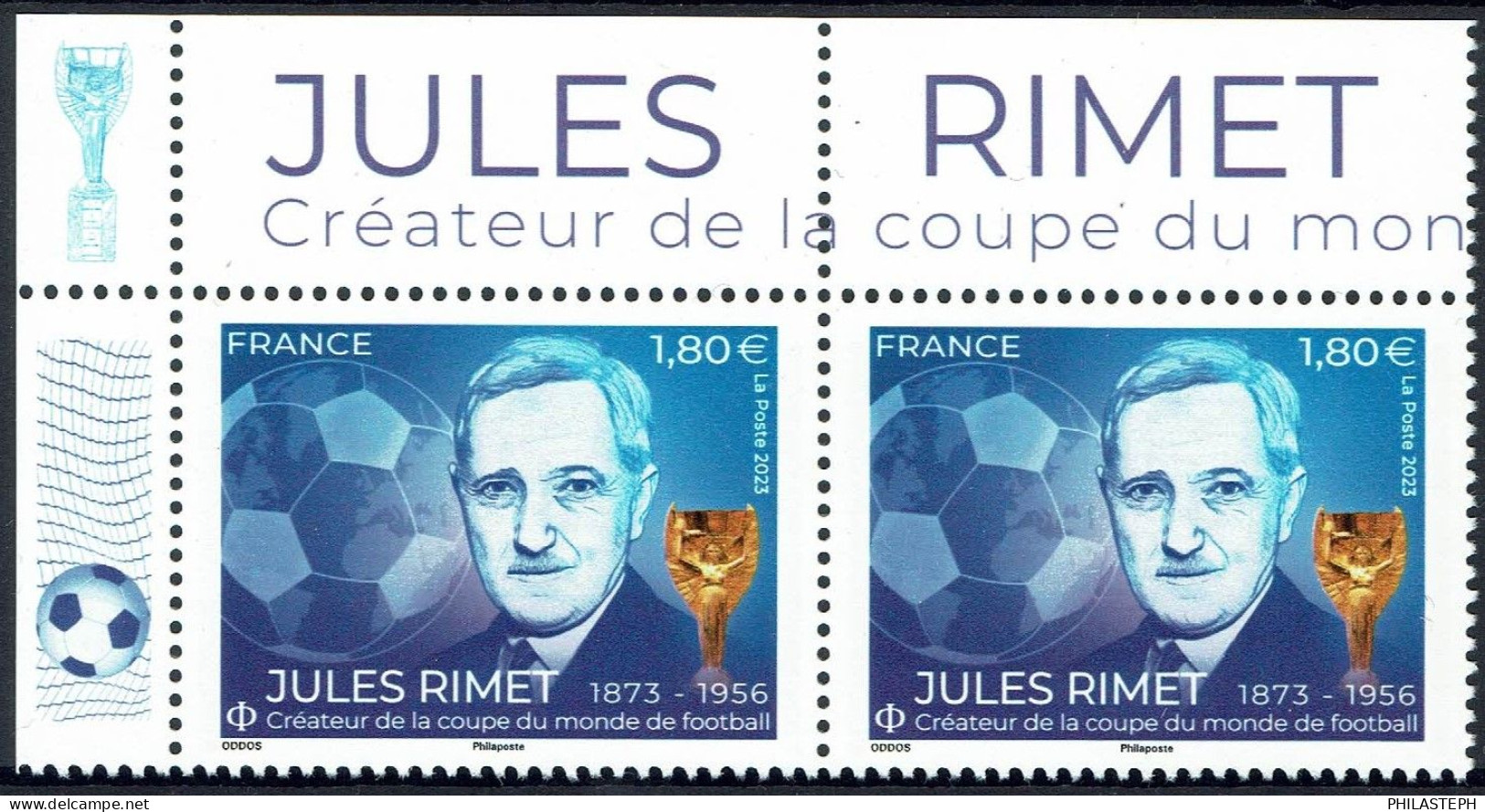 FRANCE 2023 - Jules Rimet  - Créateur De La  Coupe Du Monde De Football - Paire CDF Avec Texte - YT 5719 Neuf ** - Ongebruikt