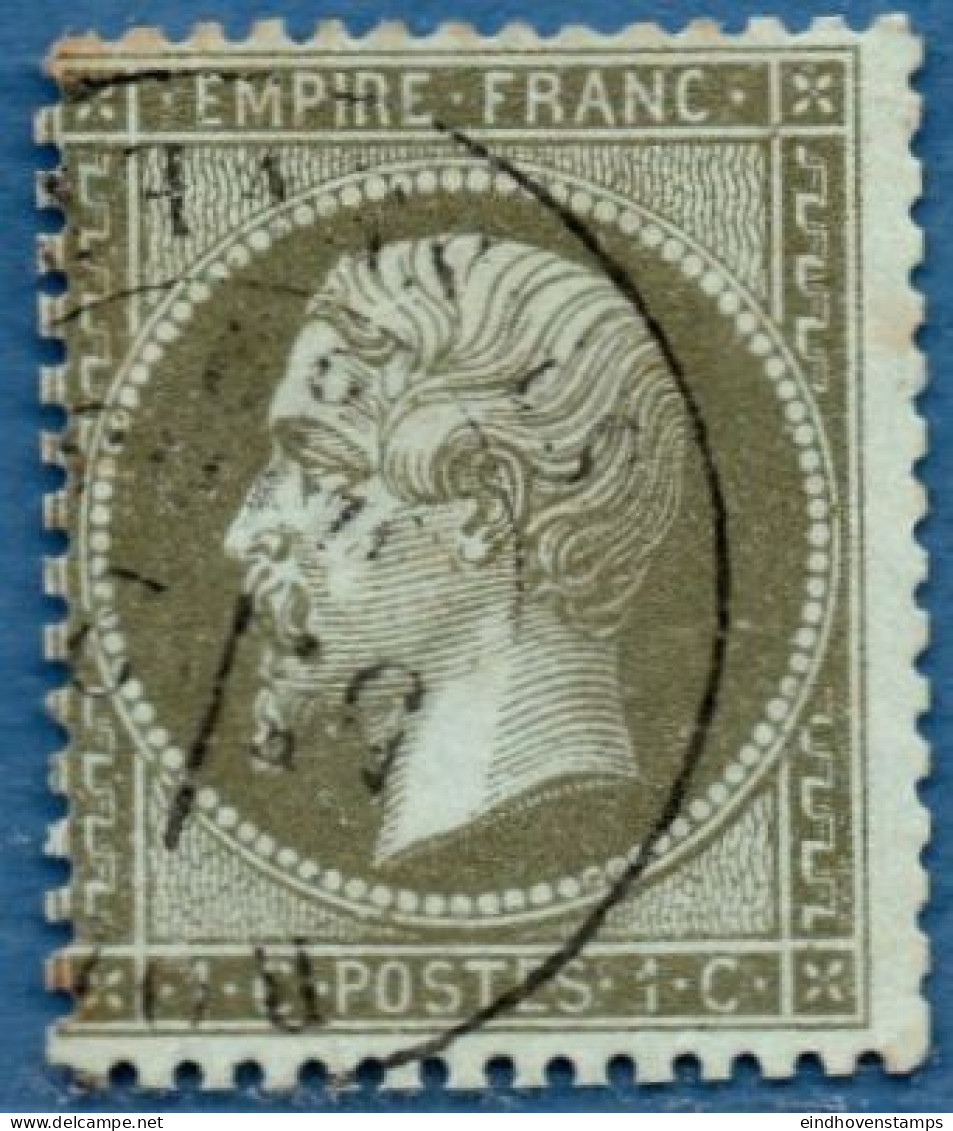 France 1862, 1 C Obliteré, Cancelled - 1862 Napoleon III