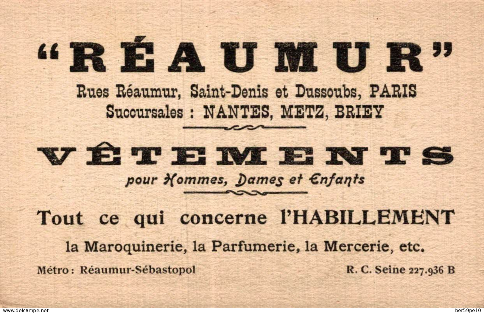 CHROMO REAUMUR VETEMENTS MES TROIS LAPINS QUI SONT ENSAUVES ! OU SE CACHENT-ILS ??? - Altri & Non Classificati