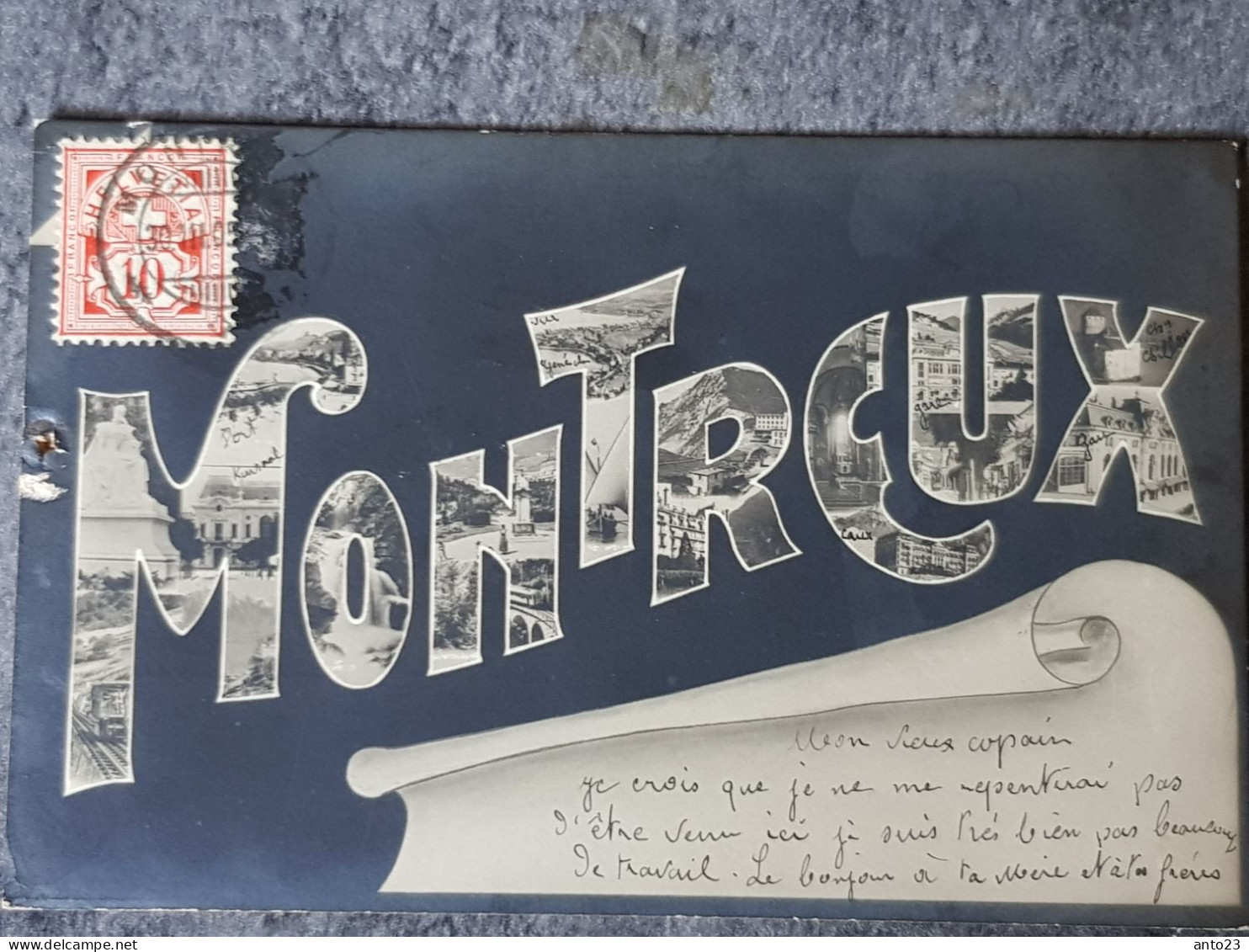 SUISSE MONTREUX  CPA - SIGNALEMENT DE L AFFRANCHISSEMENT AU DOS TAMPON - Montreux