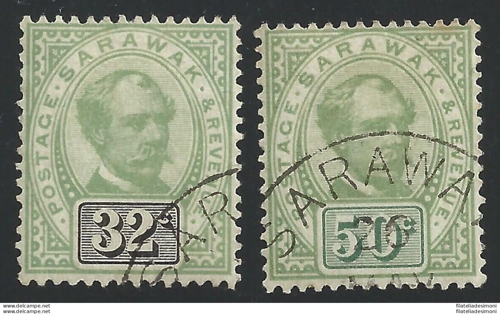 1897 SARAWAK - SG N° 19/20  Sir Charles Brooke 32c./50c. USED - Andere & Zonder Classificatie