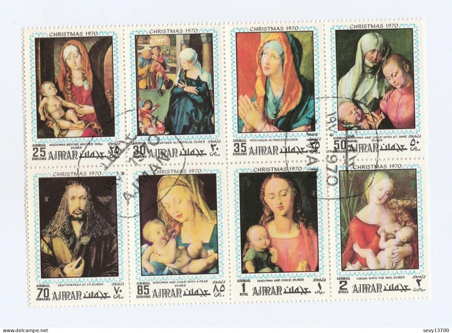 Ajman - Lot 11 Timbres: 1 Bloc De 8 Timbres La Vierge Année 1972 Et 5 Timbres Chemin De Croix - Crucifixion - Année 197 - Adschman