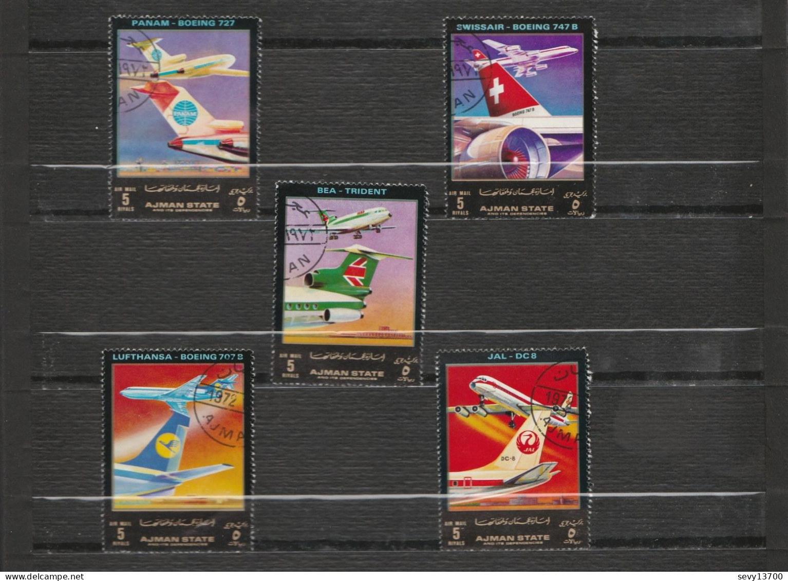 Ajman 21 Timbres Transport - Feuillet De 16 Petits Formats Les Voitures Année 1973 - 5 Timbres Les Avions Année 1972 - Adschman