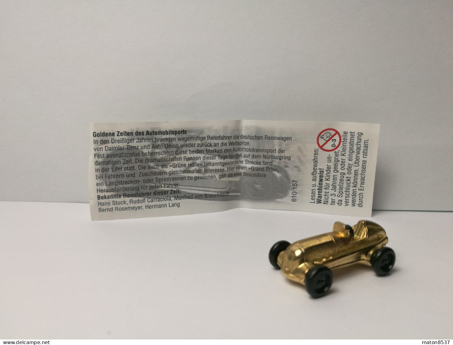 Kinder :  610157  Goldene Zeiten Des Automobilsports 2002 - Modell 1 + BPZ - Figurillas En Metal