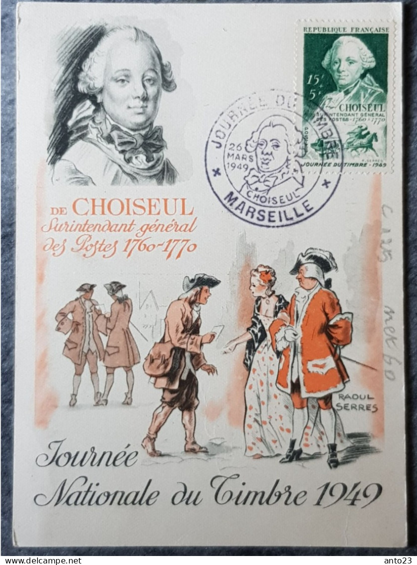 Carte Fédérale Choiseul Journée Du Timbre 1949  Marseille - 1940-1949