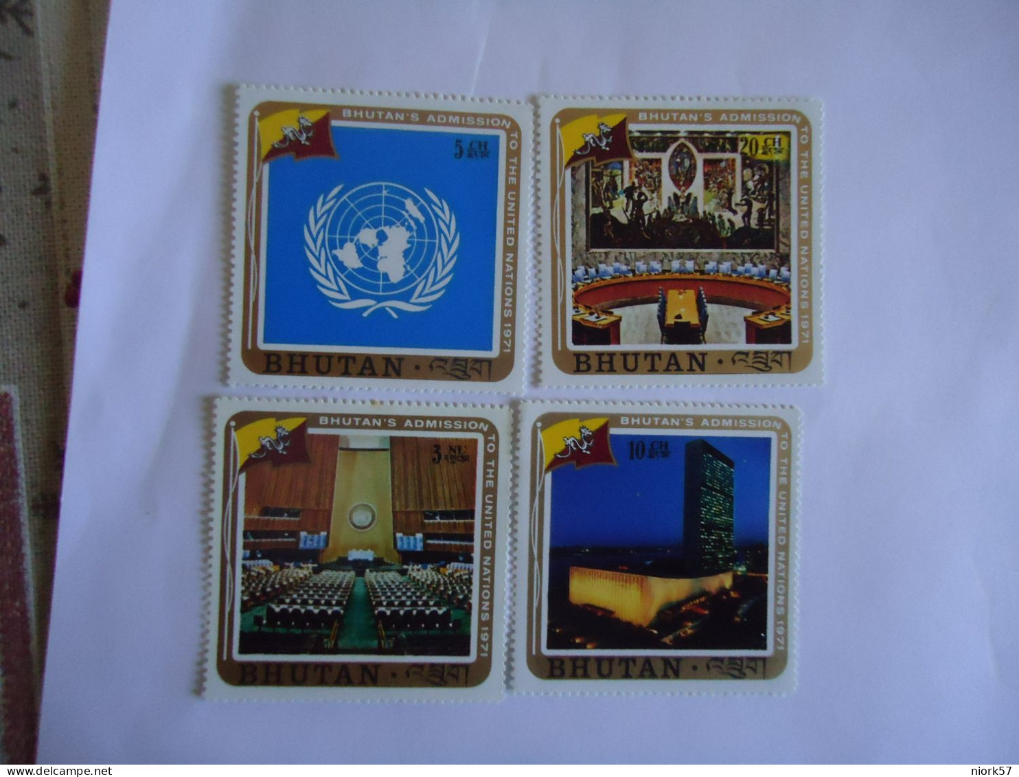 BHUTAN MNH   4  STAMPS   UNITED NATIONS   1971 - Bhutan