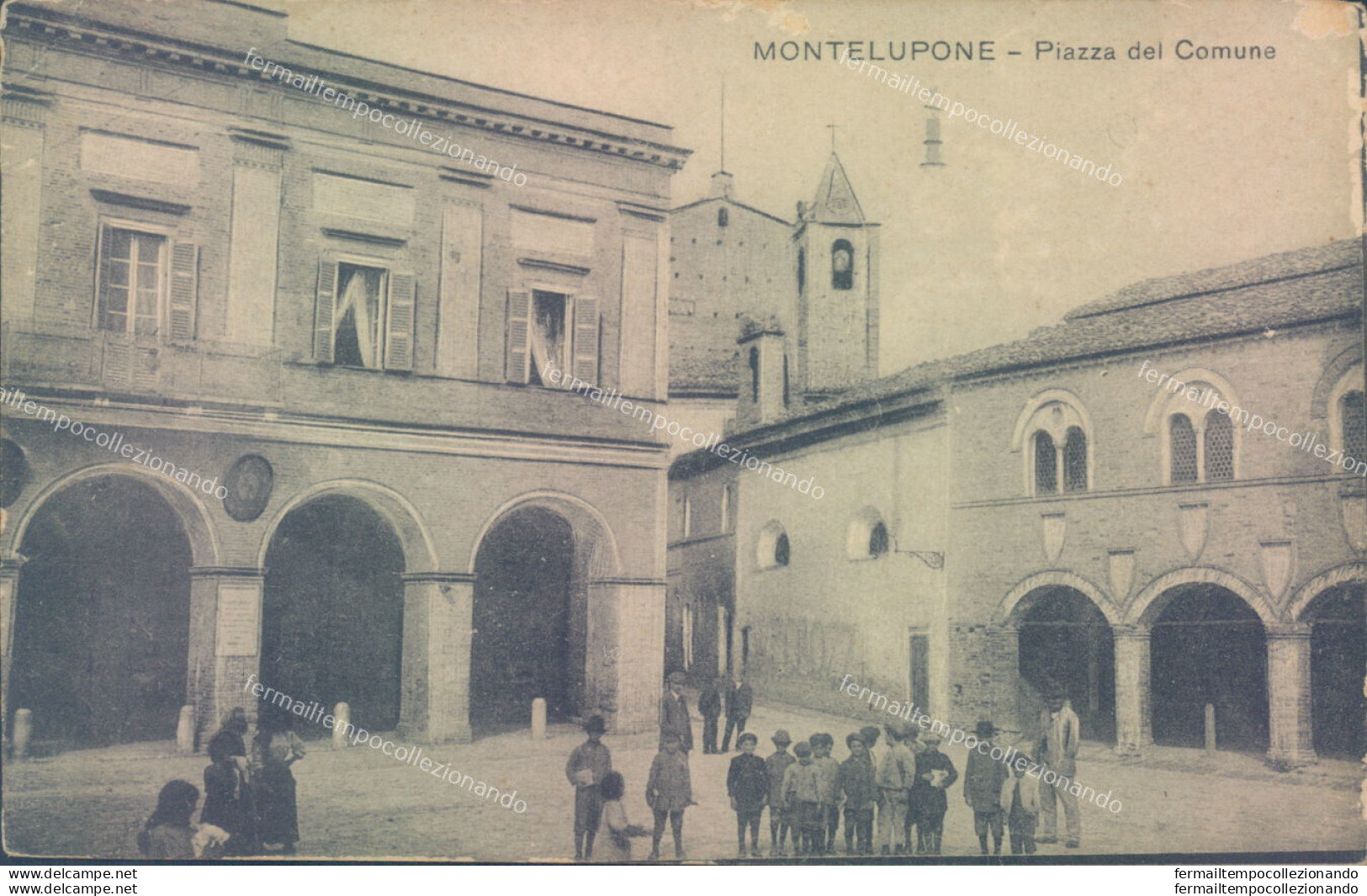 Aa627  Cartolina Montelupone Piazza Del Comune Provincia Di Macerata - Macerata