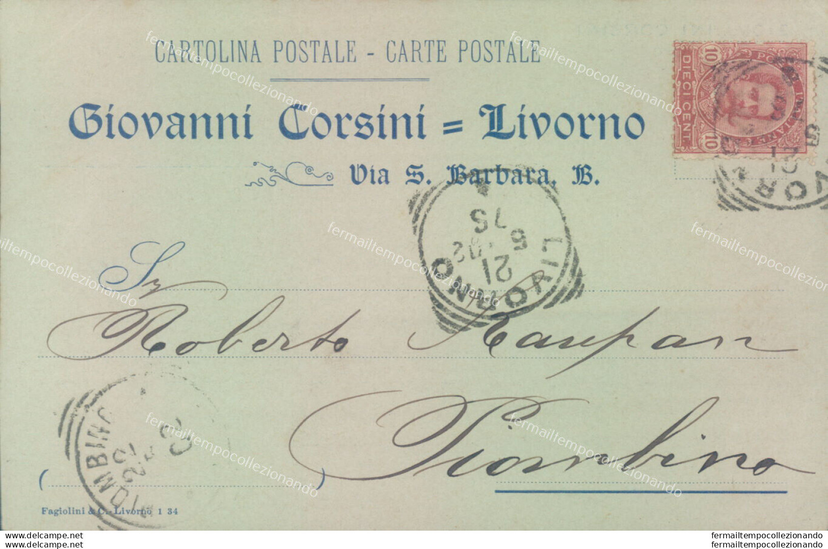 Aa487 Cartolina Commerciale Livorno Citta' Giovanni Corsini 1902 Tondo Riquadrat - Livorno