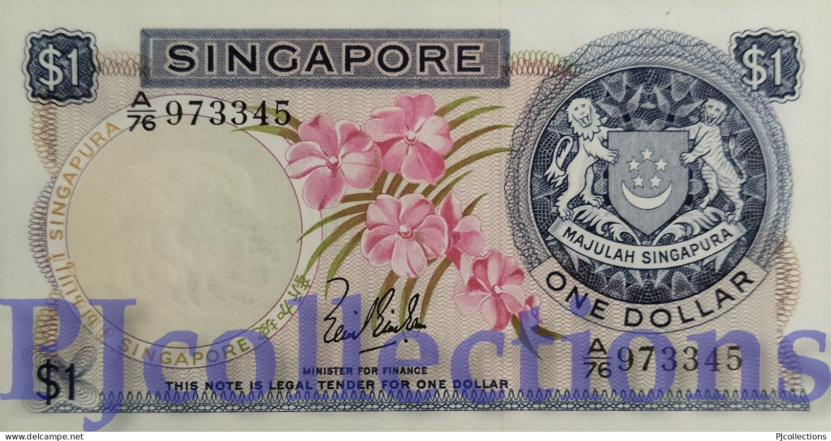 SINGAPORE 1 DOLLAR 1967 PICK 1a UNC - Singapore