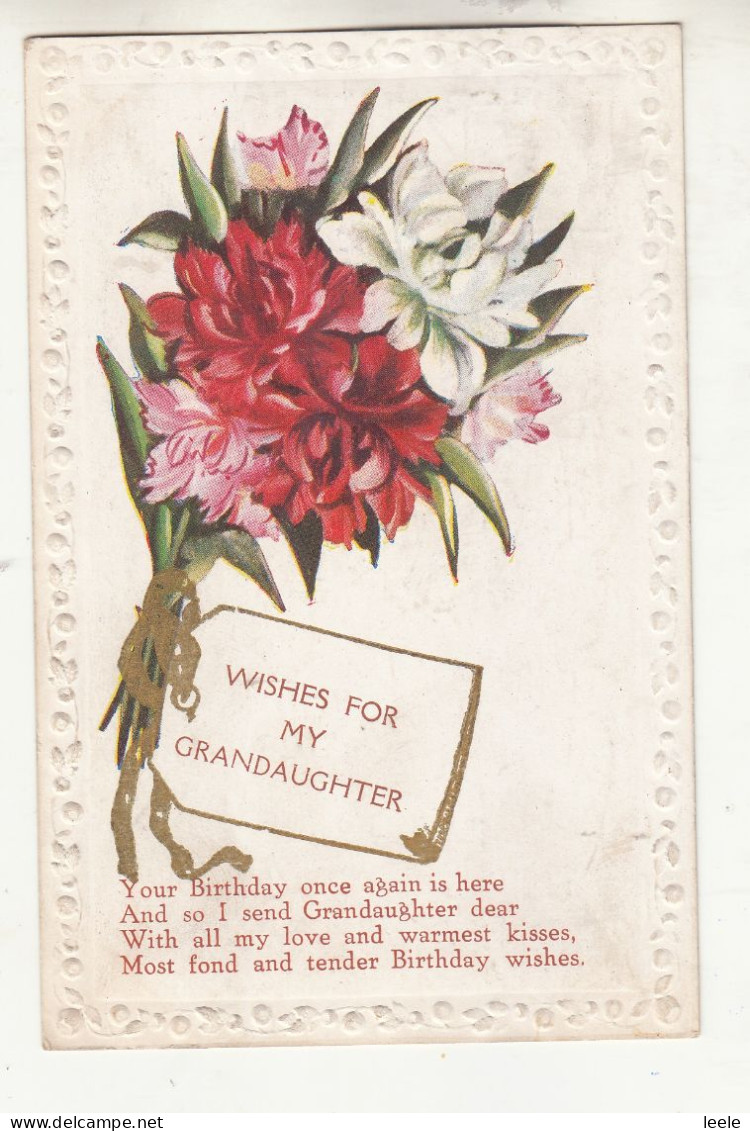 CM95.  Vintage Greetings Postcard. Bouquet Of Flowers. Grandaughter - Bloemen