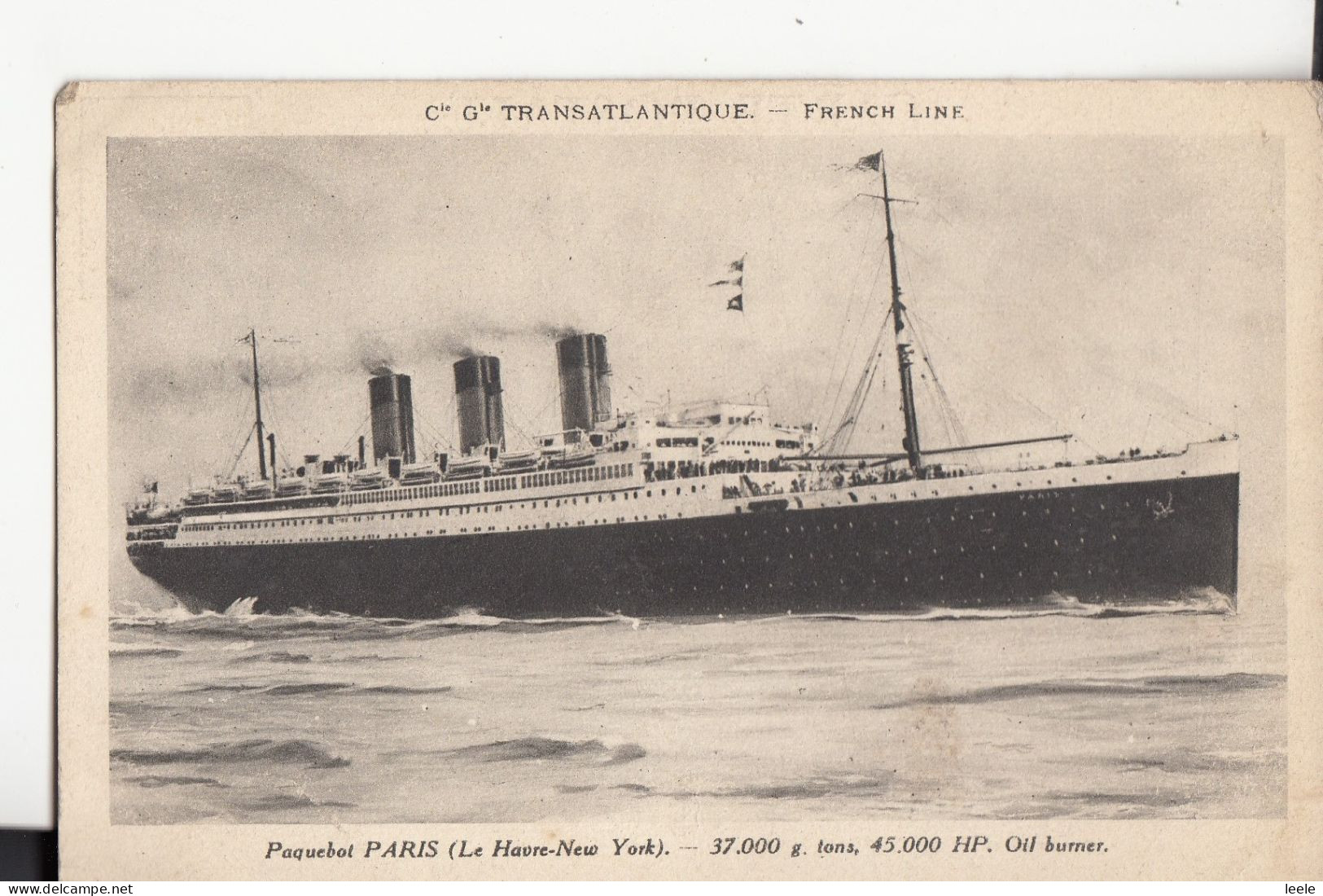 CM60. Vintage Postcard. Paquebot Paris. Transatlantique. French Line. Steam Ship. - Dampfer