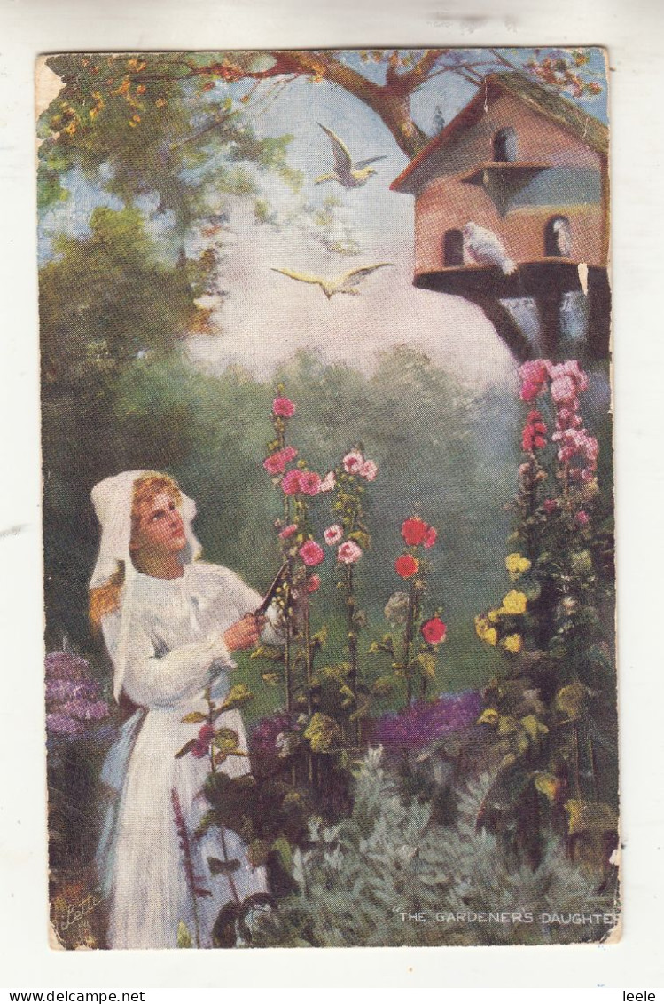CM16. Antique Tucks Postcard. All In The Garden Fair. Hollyhock. Duplex Postmark - Flowers