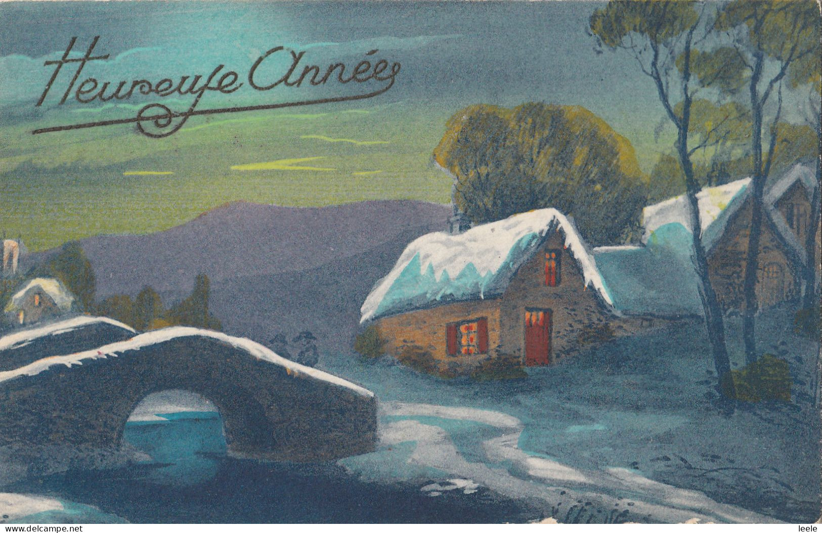 CM13. Vintage French Greetings Postcard. Winter Scene - Año Nuevo