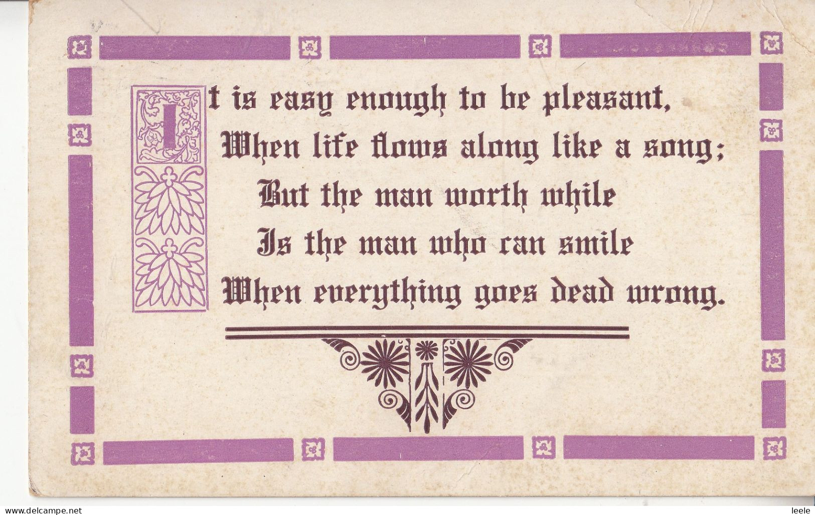 CM77. Vintage Postcard.  The Man Who Can Smile When Everything Goes Dead Wrong. - Philosophie