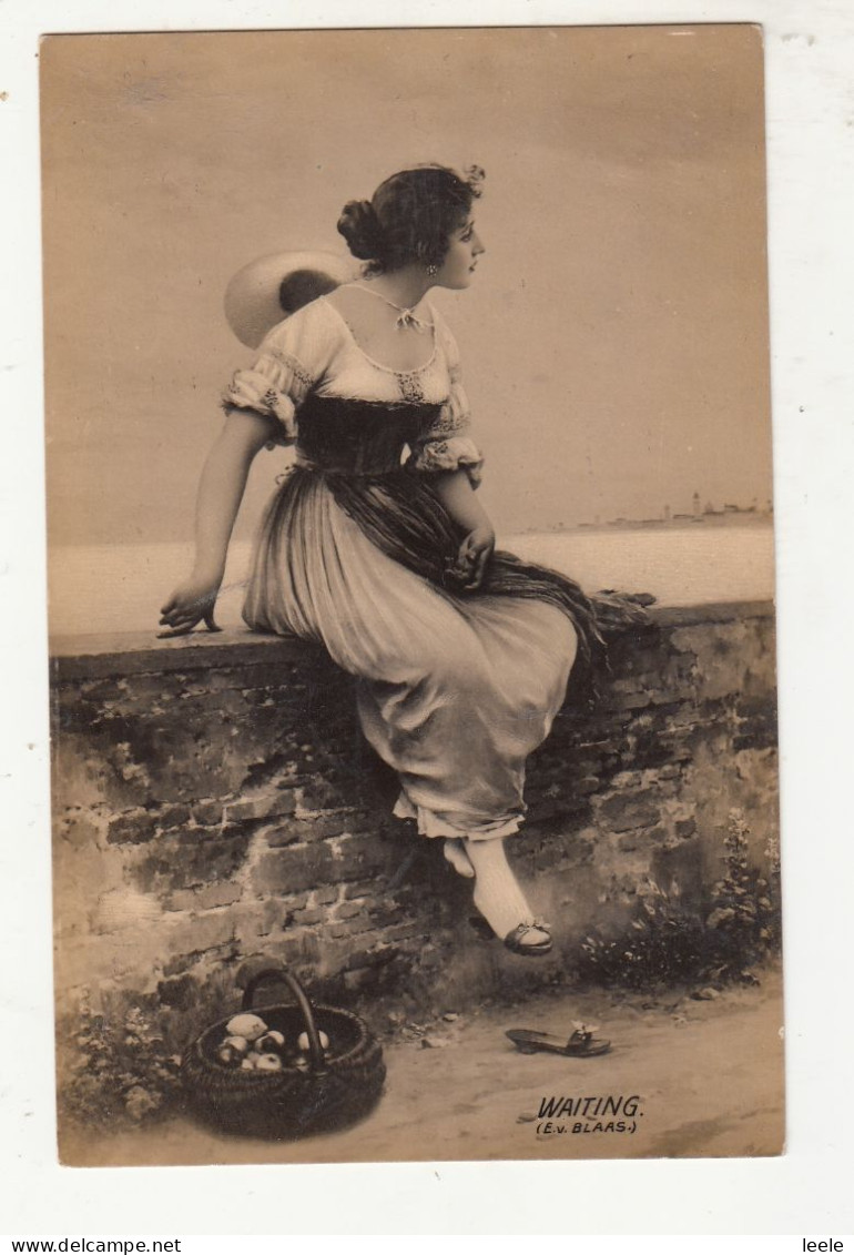 CM11. Vintage Postcard. Pretty Girl Looking Out To Sea. Waiting. - Women