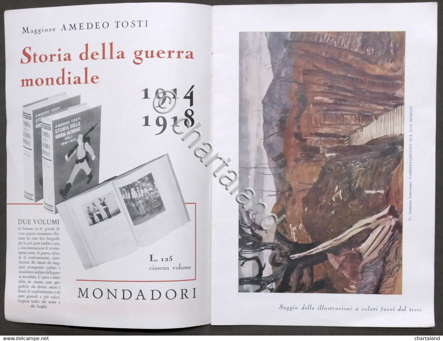 Brochure Mondadori A. Tosti - Storia Della Guerra Mondiale 1914-1918 - Ed. 1937 - Publicidad