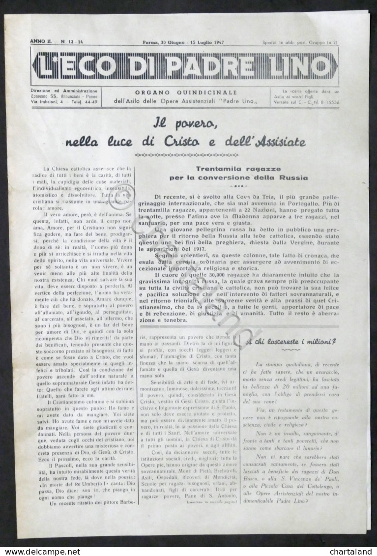 L'Eco Di Padre Pio - Organo Quindicinale - Anno II - N. 13-14 - Il Povero - Altri & Non Classificati