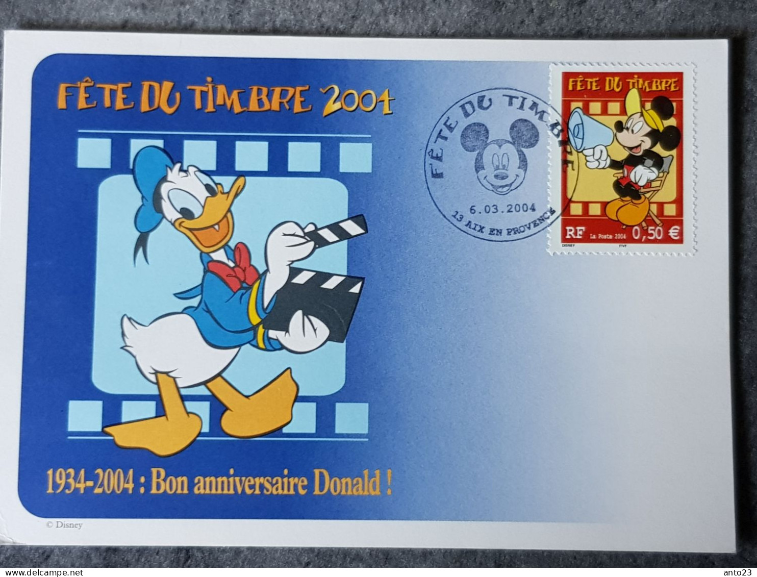 Carte Maximum Carte Locale Fête Du Timbre 2004. Mickey - Aix En Provence - Tag Der Briefmarke