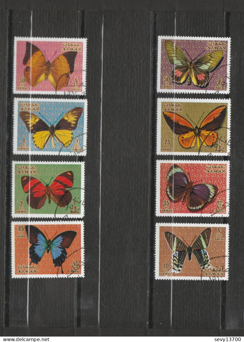 Ajman - Lot De 11 Timbres - Les Papillons Année 1972 Mi 748 à 755 Et 2029, 2031 Et 2033 - Adschman