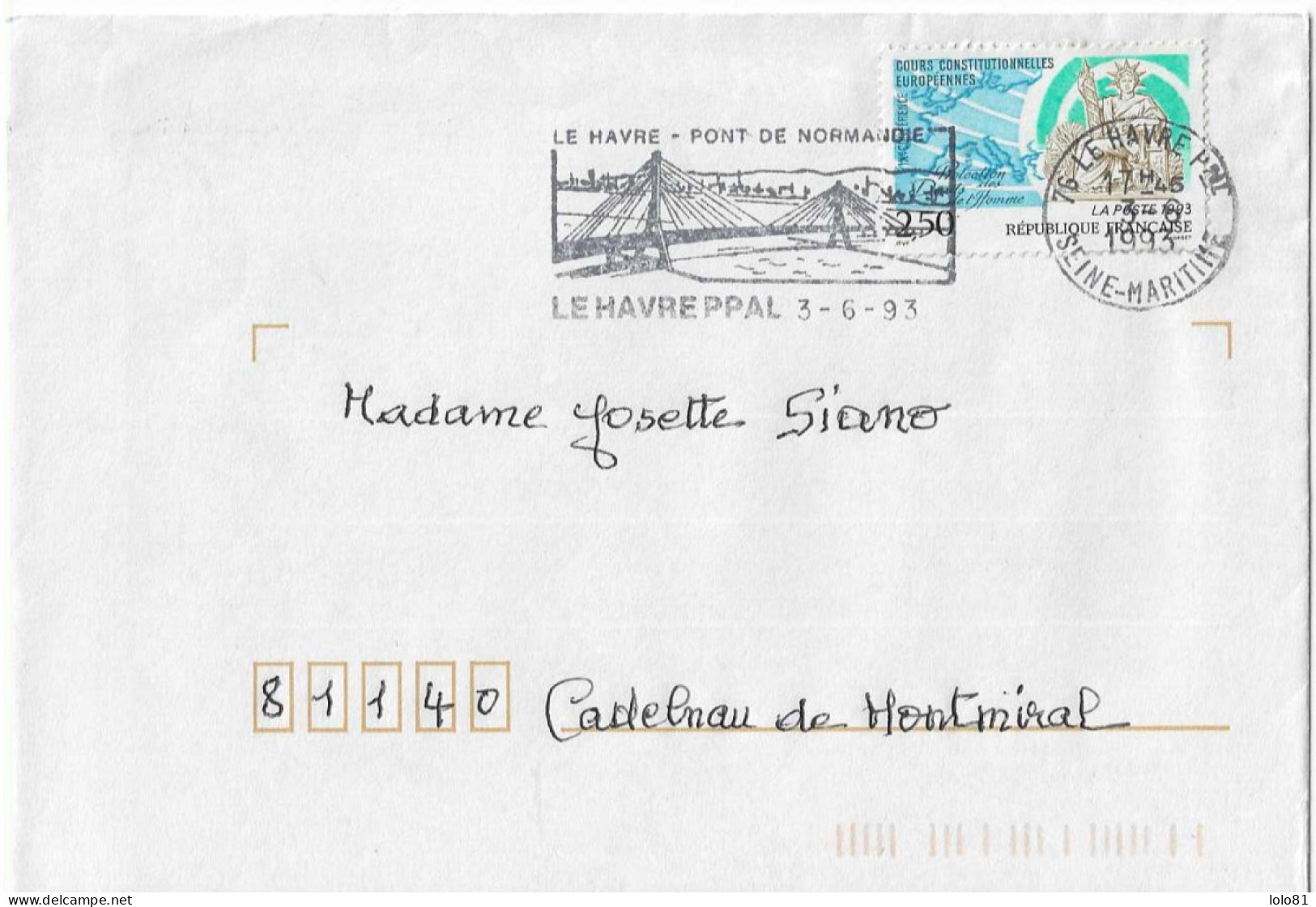 Lettre Secap Le HAVRE PPAL 1993 - Ponti