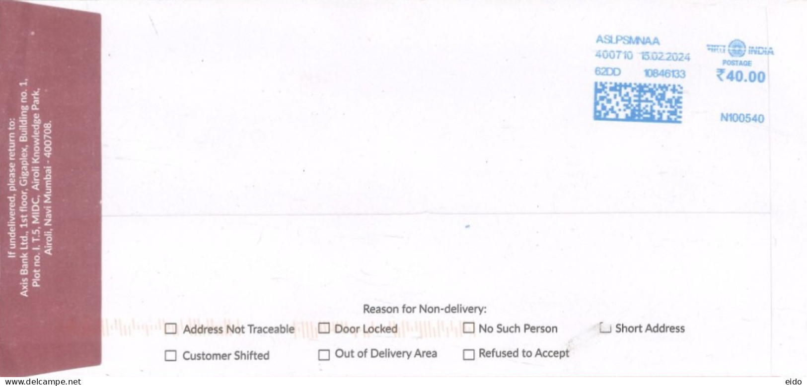 INDIA - 2024 - POSTAL FRANKING MACHINE COVER TO DUBAI.. - Lettres & Documents