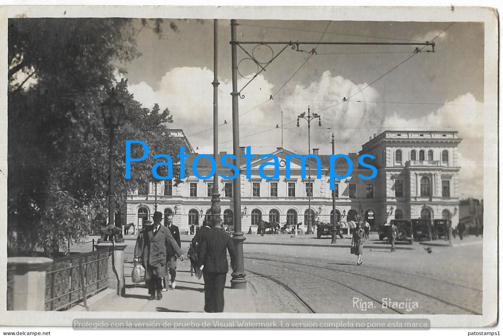 226150 LATVIA LETONIA RIGA STATION TRAIN CIRCULATED TO SPAIN POSTAL POSTCARD - Latvia