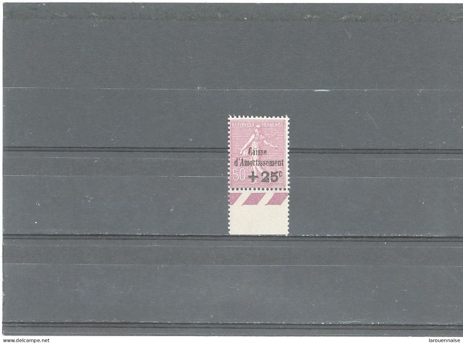 VARIÉTÉ -N°254a CAISSE D'AMORTISSEMENT -1929- SEMEUSE LIGNÉE + 25/ 50 ROSE LILAS N**-SANS POINT SUR LE I D'AMORTISSEMENT - Neufs