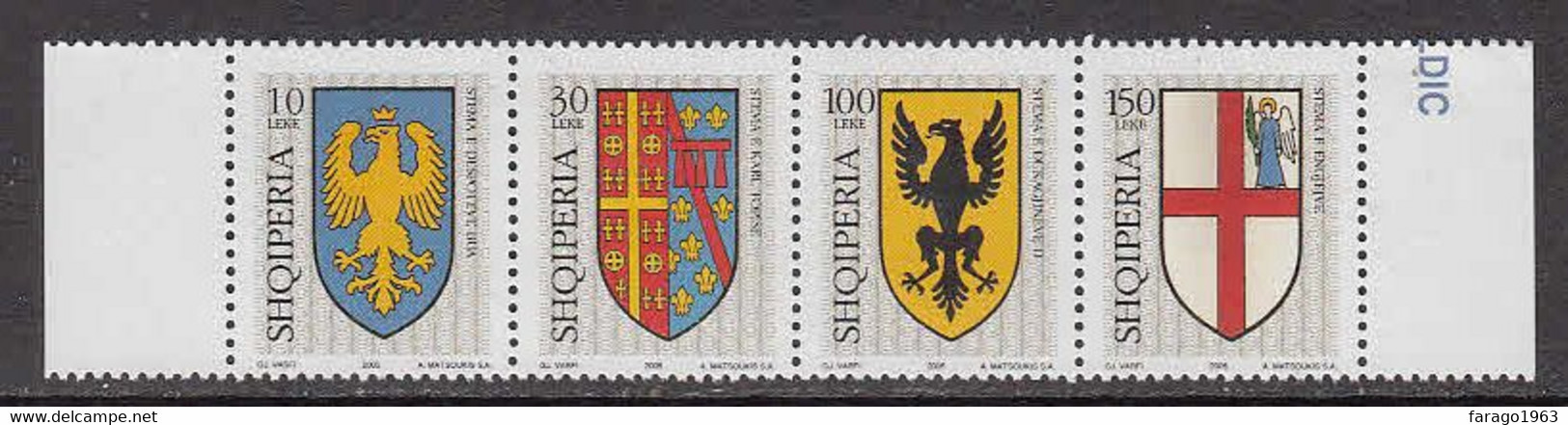 2005 Albania Coat Of Arms Complete Strip Of 4 MNH - Albania