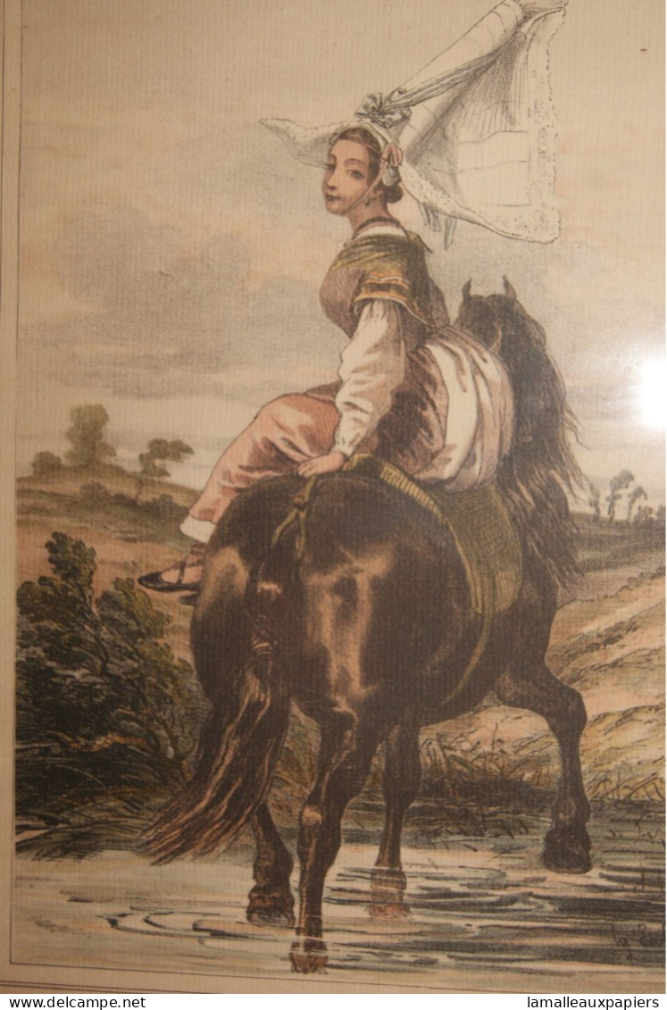 Lithographie "jeune Fille D'Avranches" Encadrée - Autres & Non Classés